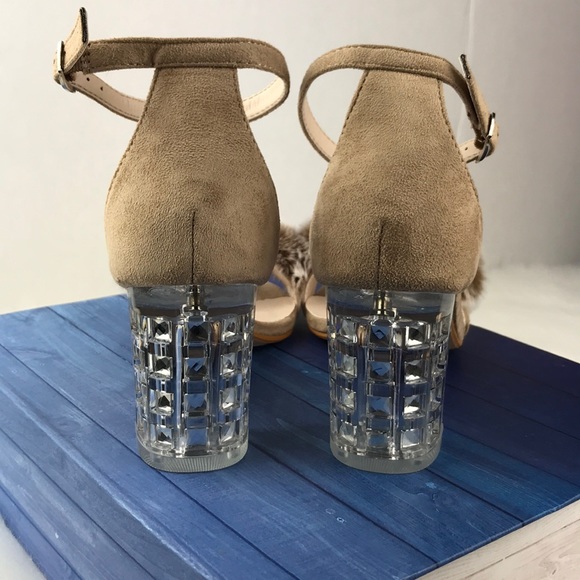 Taupe Clear Chunky Heels Strapped - Picture 3 of 7